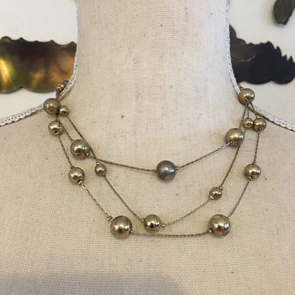 Vintage 80s Claire’s gold multi strand necklace